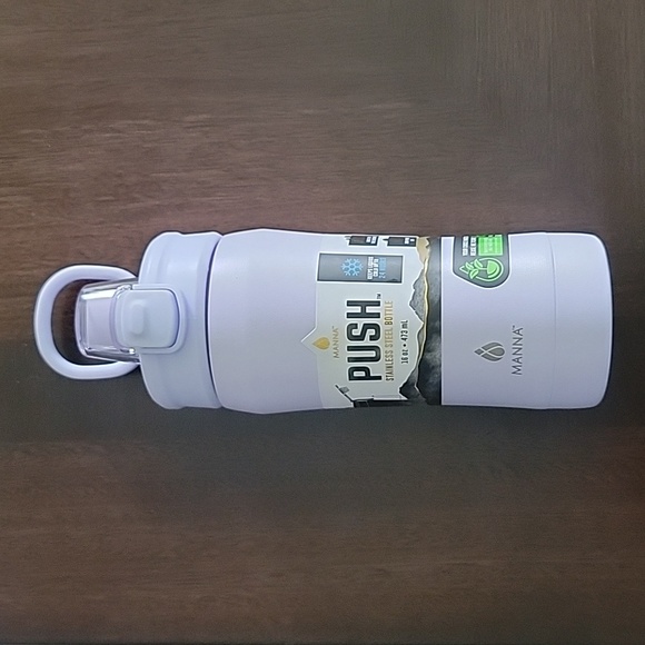 Manna Push Stainless Steel Water Bottle Hold Cold Up To 16 Oz - Picture 2 of 5